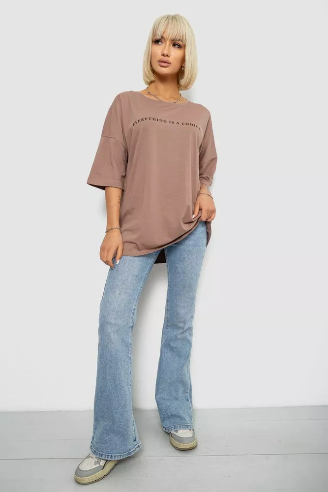 Купити Футболка жіноча з принтом, колір мокко, 244R2020 - Фото №2