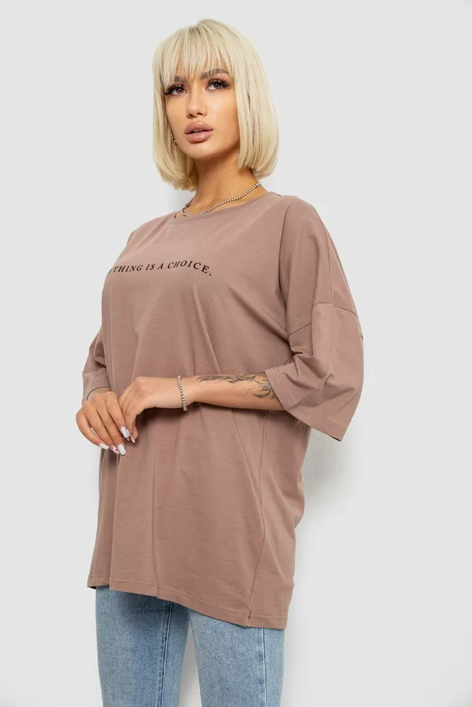Купити Футболка жіноча з принтом, колір мокко, 244R2020 - Фото №3