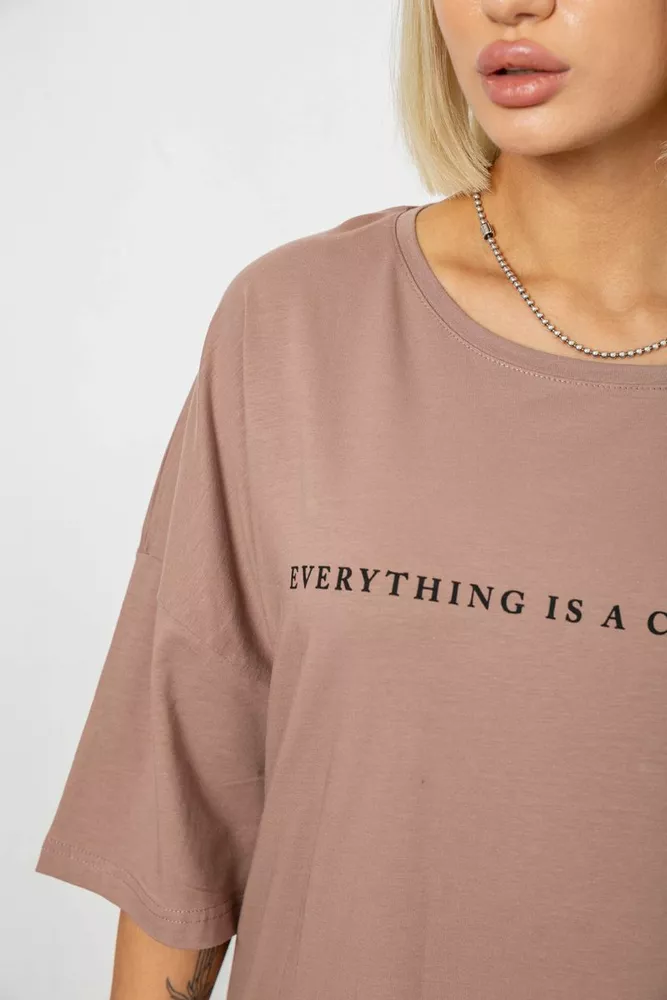 Купити Футболка жіноча з принтом, колір мокко, 244R2020 - Фото №5