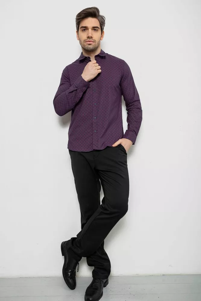 Купить Рубашка мужская с принтом, цвет фиолетовый, 186R6917-9 - Фото №2
