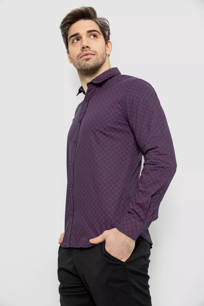Купить Рубашка мужская с принтом, цвет фиолетовый, 186R6917-9 - Фото №3