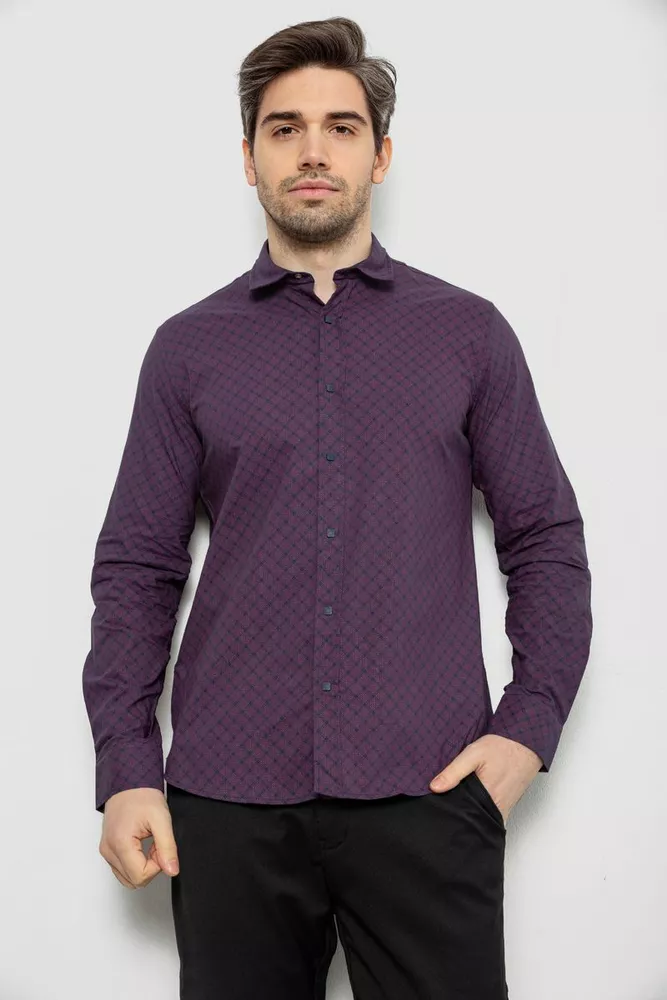 Купить Рубашка мужская с принтом, цвет фиолетовый, 186R6917-9 - Фото №1