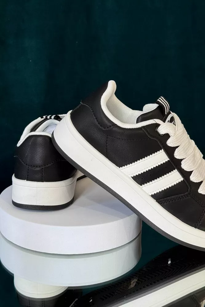 Купити Кросівки жіночі екошкіра, колір чорно-білий, 248RJH300-4 - Фото №4