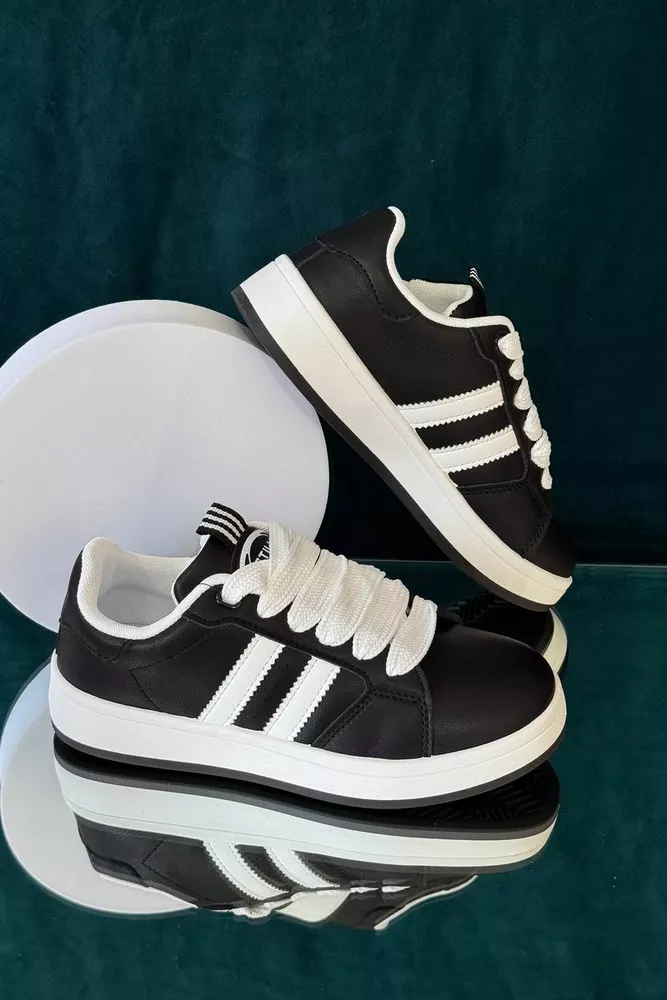 Купити Кросівки жіночі екошкіра, колір чорно-білий, 248RJH300-4 - Фото №1