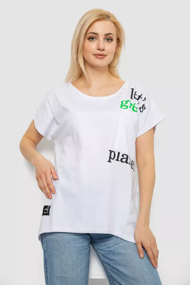 Купити Футболка жіноча з принтом, колір білий, 244R2415 - Фото №1