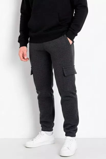 Спортивні штани чоловічі на флісі, колір грифельний, 129RA9997