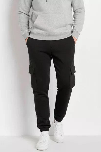 Спортивные штаны мужские на флисе, цвет черный, 129RA9997