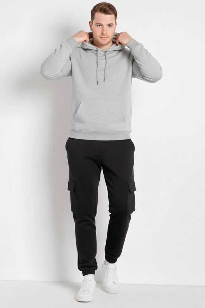 Купить Спортивные штаны мужские на флисе, цвет черный, 129RA9997 - Фото №2