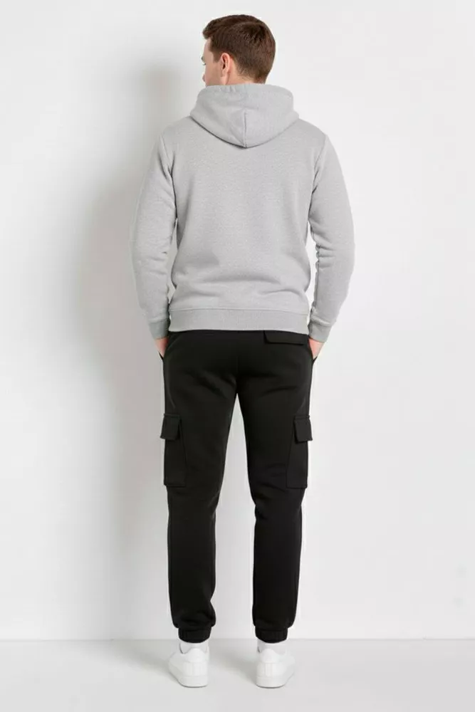 Купить Спортивные штаны мужские на флисе, цвет черный, 129RA9997 - Фото №3