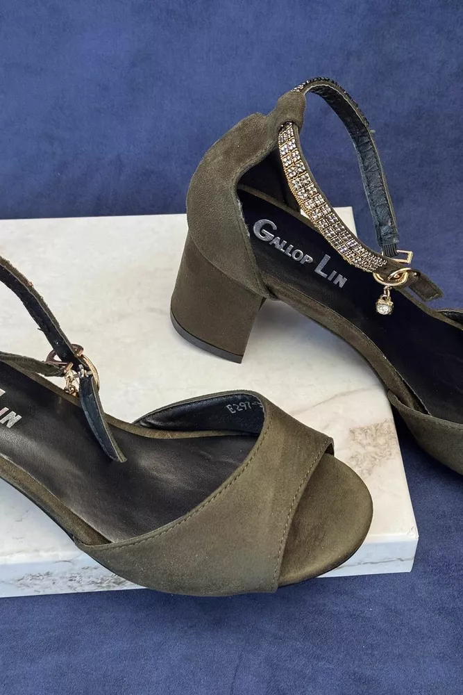 Купити Босоніжки жіночі, колір хакі, 243RE297 - Фото №2