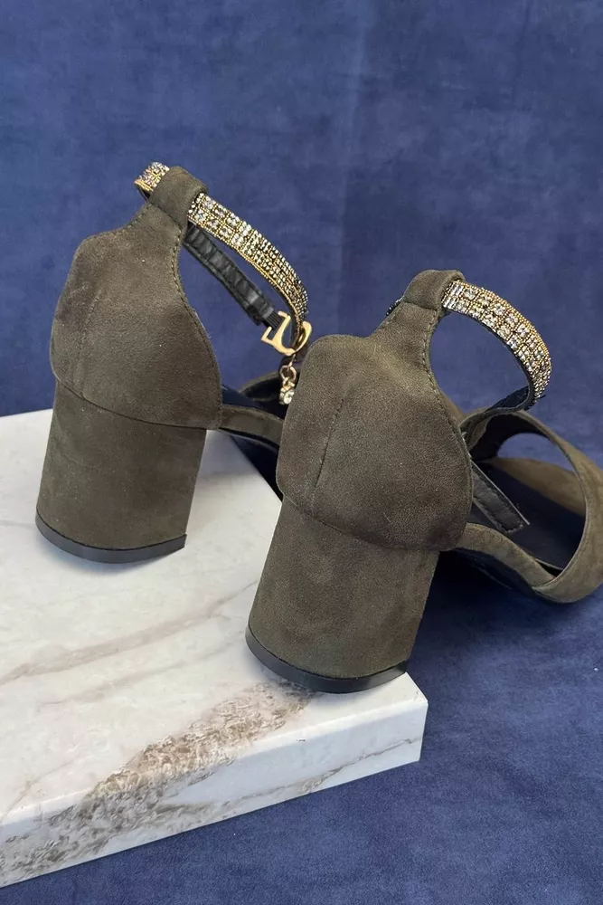 Купити Босоніжки жіночі, колір хакі, 243RE297 - Фото №3