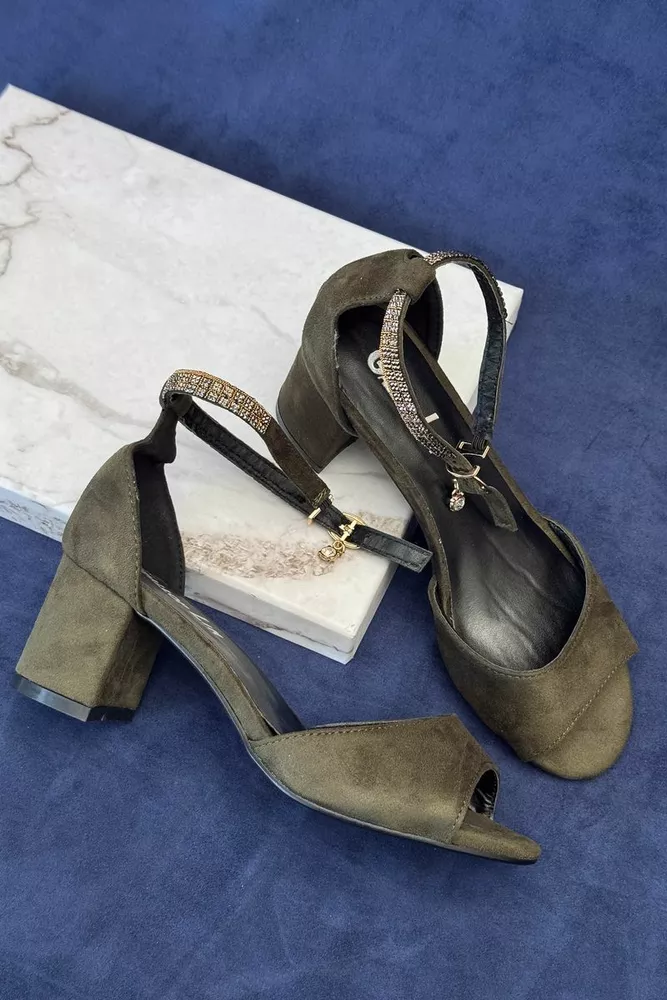 Купити Босоніжки жіночі, колір хакі, 243RE297 - Фото №5