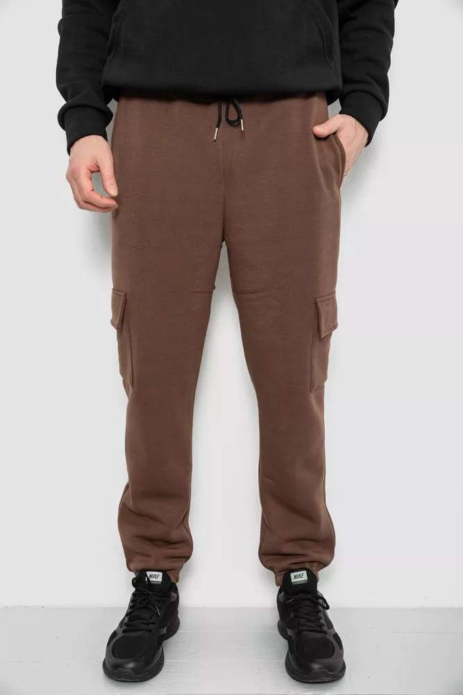 Купити Спортивні штани чоловічі на флісі, колір коричневий, 129RA9997 - Фото №1