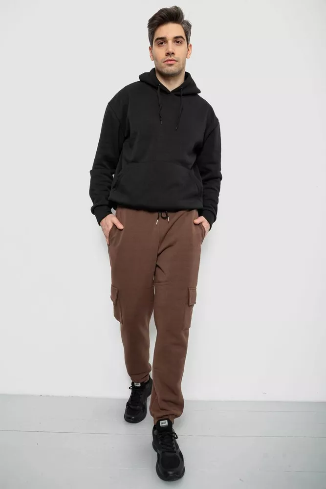 Купити Спортивні штани чоловічі на флісі, колір коричневий, 129RA9997 - Фото №2