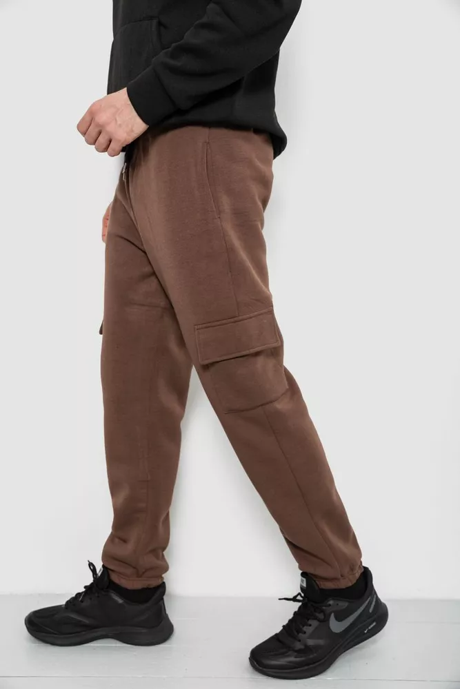 Купити Спортивні штани чоловічі на флісі, колір коричневий, 129RA9997 - Фото №3