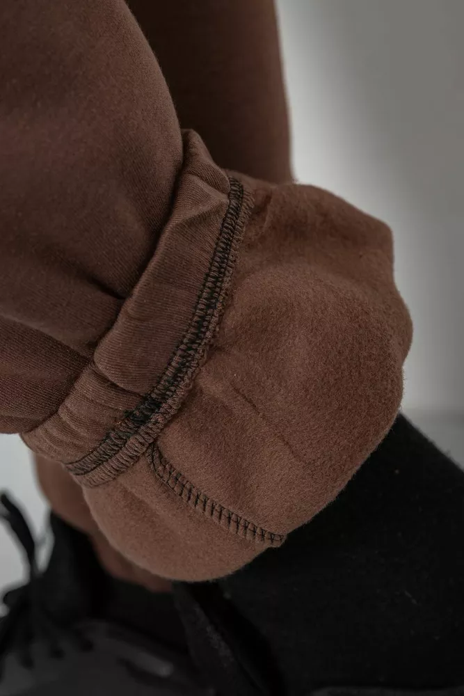 Купити Спортивні штани чоловічі на флісі, колір коричневий, 129RA9997 - Фото №7