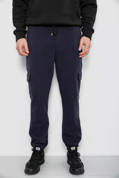 Спортивные штаны мужские на флисе, цвет синий, 129RA9997