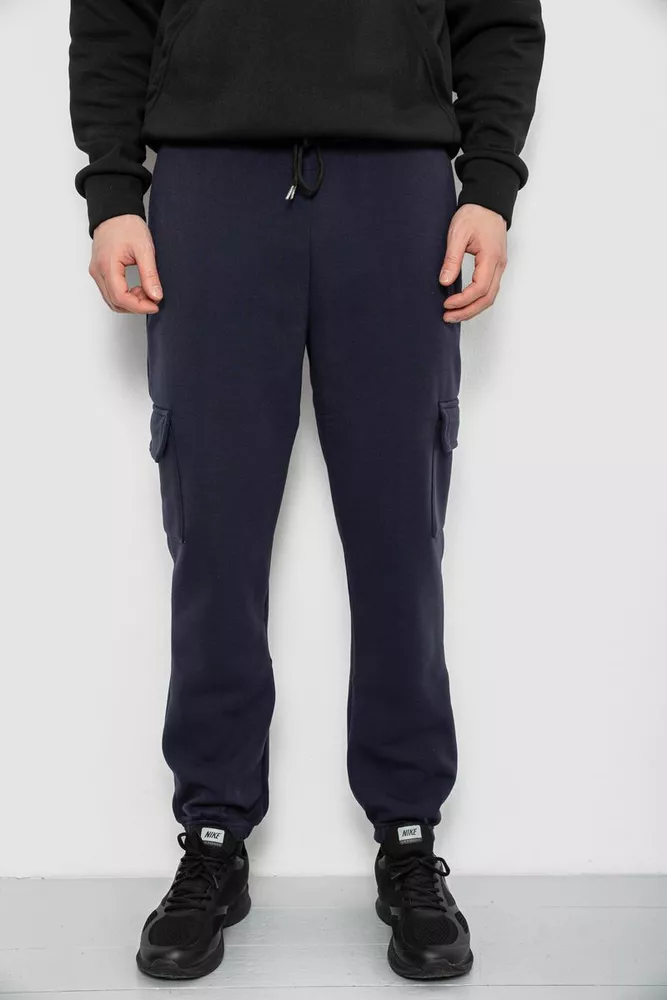 Купити Спортивні штани чоловічі на флісі, колір синій, 129RA9997 - Фото №1