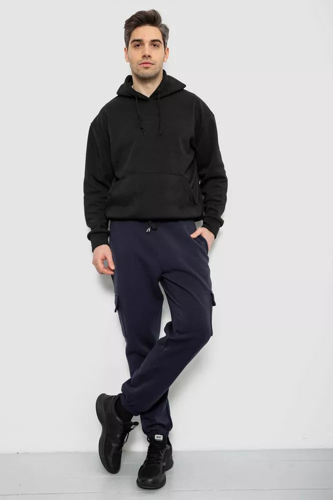 Купити Спортивні штани чоловічі на флісі, колір синій, 129RA9997 - Фото №2