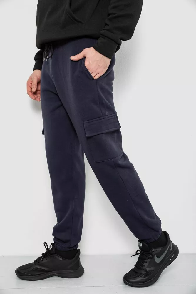 Купити Спортивні штани чоловічі на флісі, колір синій, 129RA9997 - Фото №3