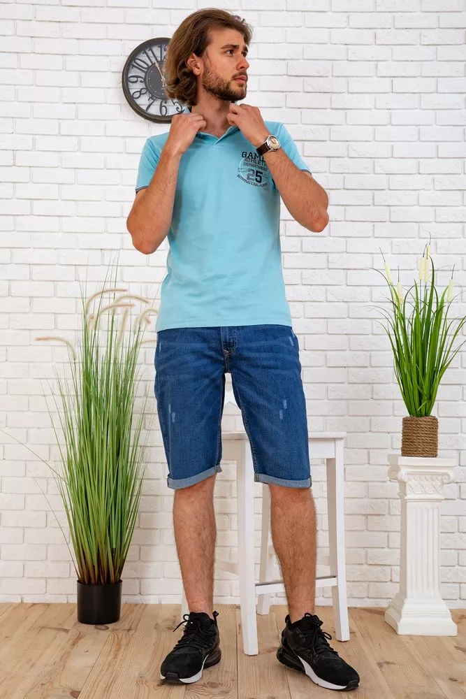 Купити Чоловіче поло світло-блакитного кольору 167R140-1 - Фото №2