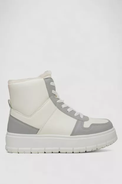 Кроссовки женские зимние на меху, цвет бело-серый, 248RMB07