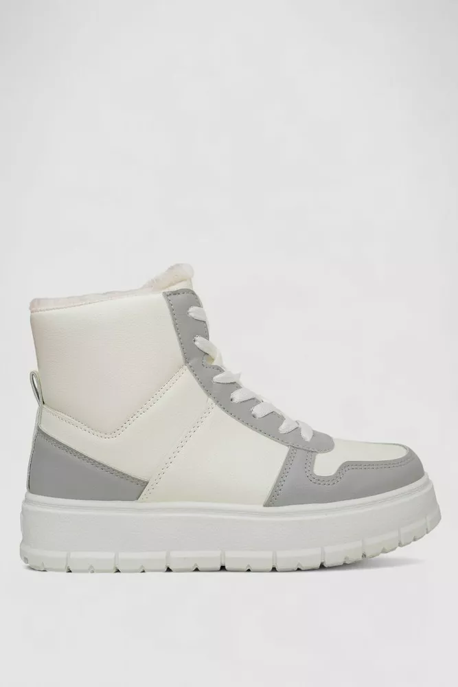 Купити Кросівки жіночі зимові на хутрі, колір біло-сірий, 248RMB07 - Фото №1