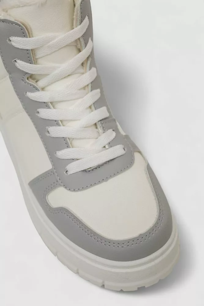 Купити Кросівки жіночі зимові на хутрі, колір біло-сірий, 248RMB07 - Фото №2