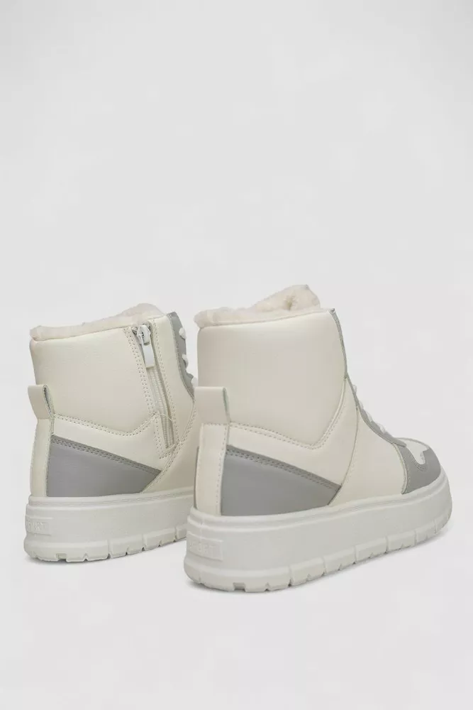 Купити Кросівки жіночі зимові на хутрі, колір біло-сірий, 248RMB07 - Фото №4