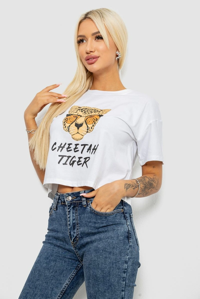 Купити Футболка жіноча з принтом, колір білий, 221R9903 - Фото №3