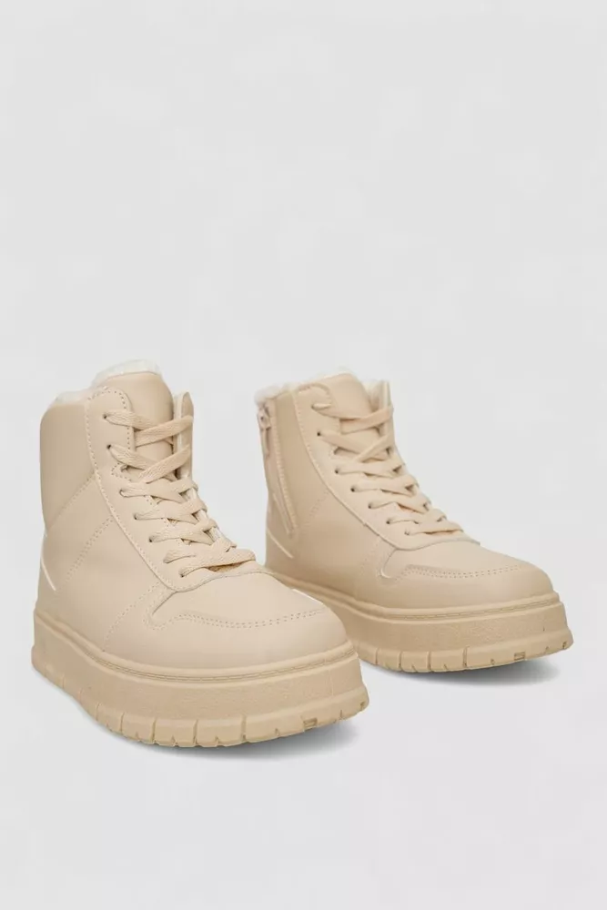 Купить Кроссовки женские зимние на меху, цвет бежевый, 248RMB07 - Фото №3