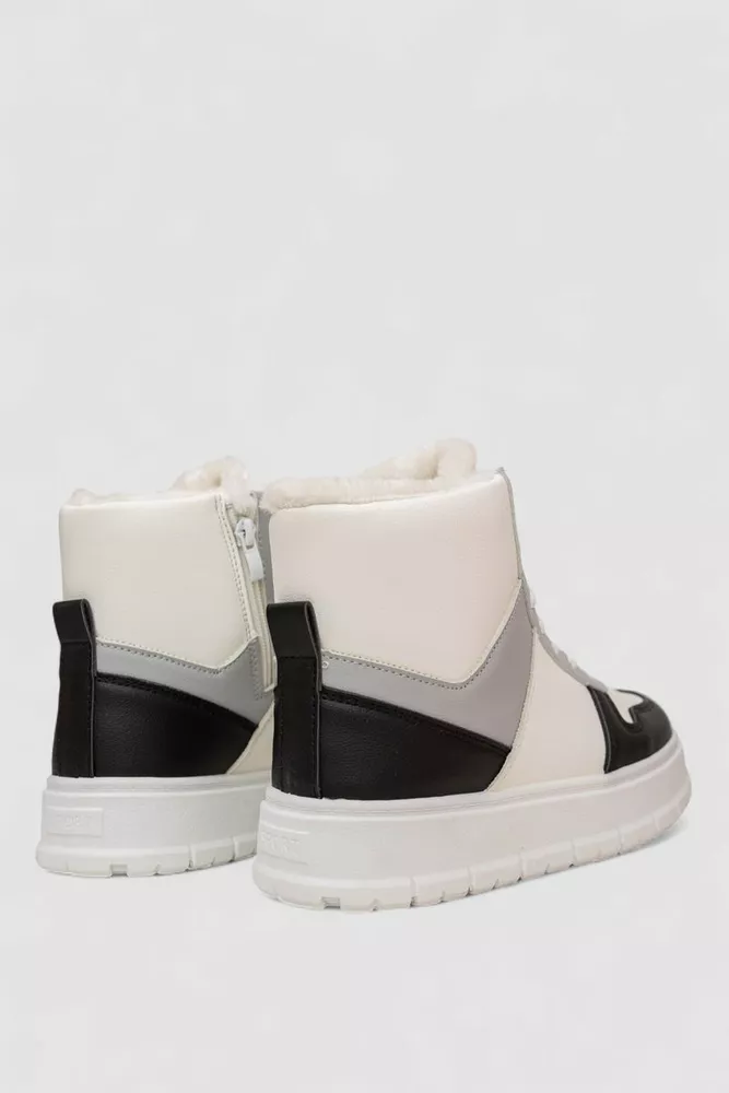 Купити Кросівки жіночі зимові на хутрі, колір біло-чорний, 248RMB07 - Фото №4