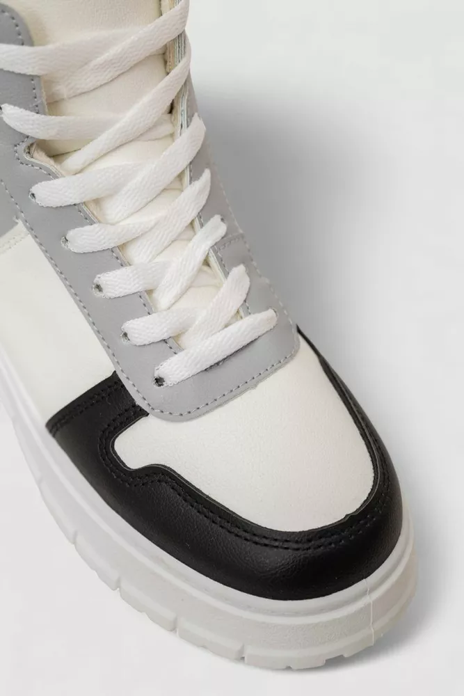 Купити Кросівки жіночі зимові на хутрі, колір біло-чорний, 248RMB07 - Фото №2