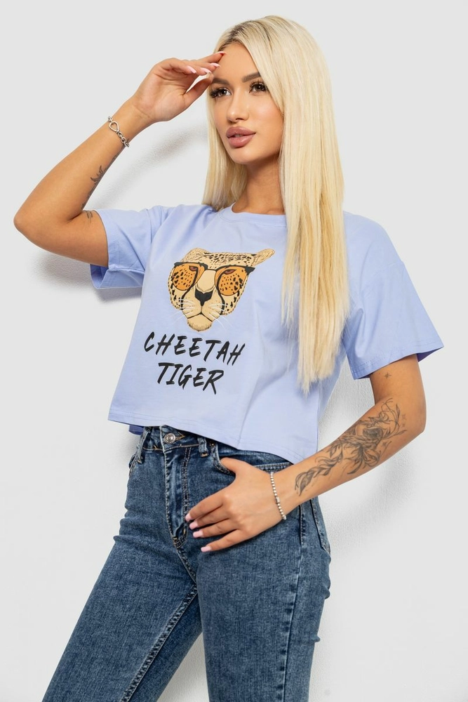 Купить Футболка женская с принтом, цвет голубой, 221R9903 - Фото №3