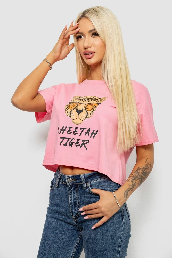 Купить Футболка женская с принтом, цвет розовый, 221R9903 - Фото №3