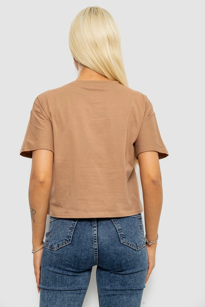 Купити Футболка жіноча з принтом, колір мокко, 221R9903 - Фото №4