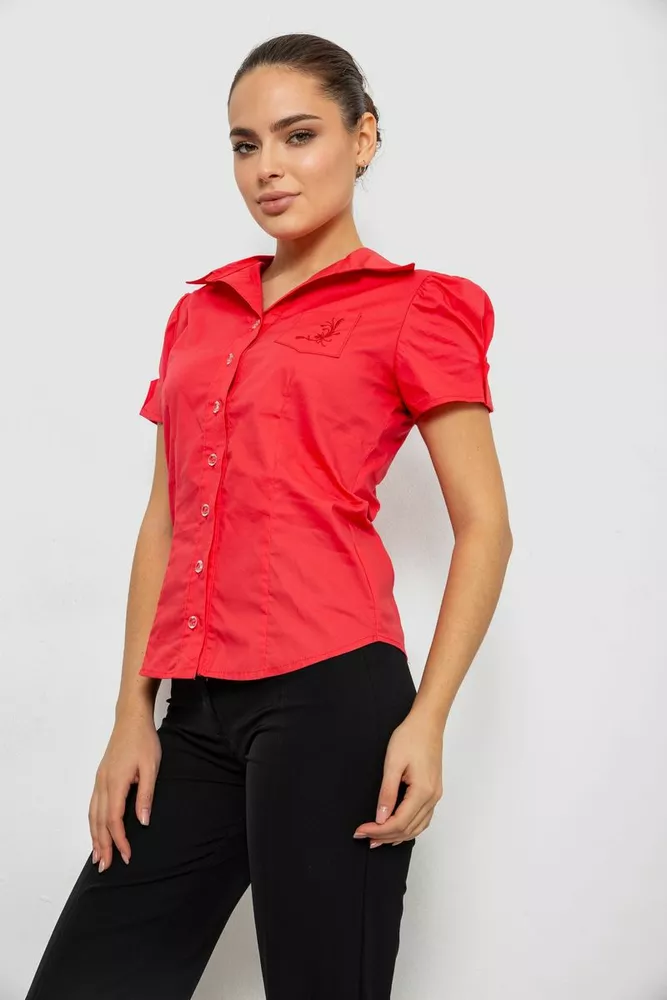 Купити Сорочка жіноча однотонна, колір темно-кораловий, 230R070 - Фото №3
