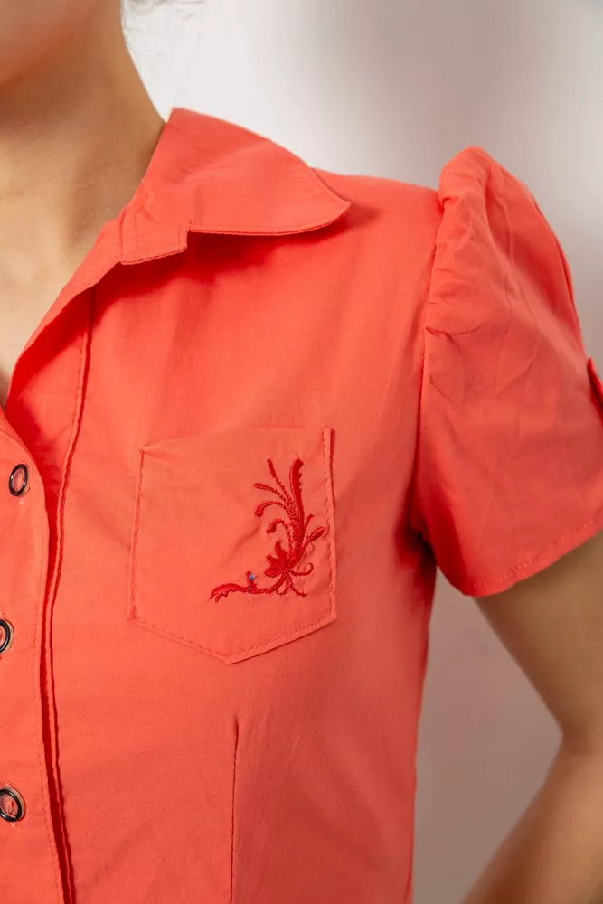 Купити Сорочка жіноча однотонна, колір кораловий, 230R070 - Фото №5
