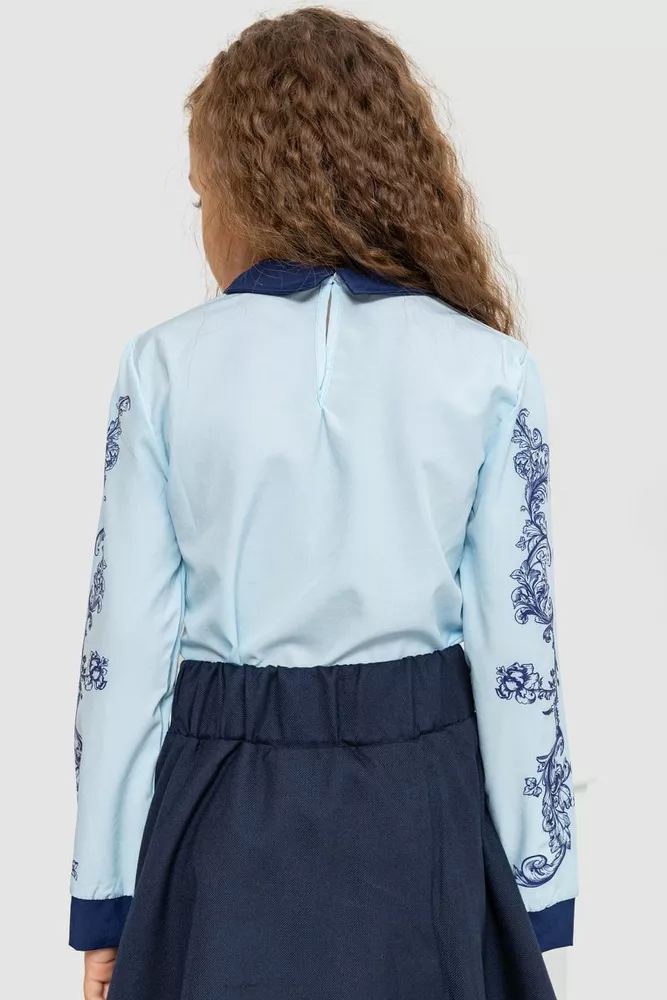 Купити Блузка ошатна для дівчаток  -уцінка, колір синьо-блакитний, 172R026-U - Фото №4