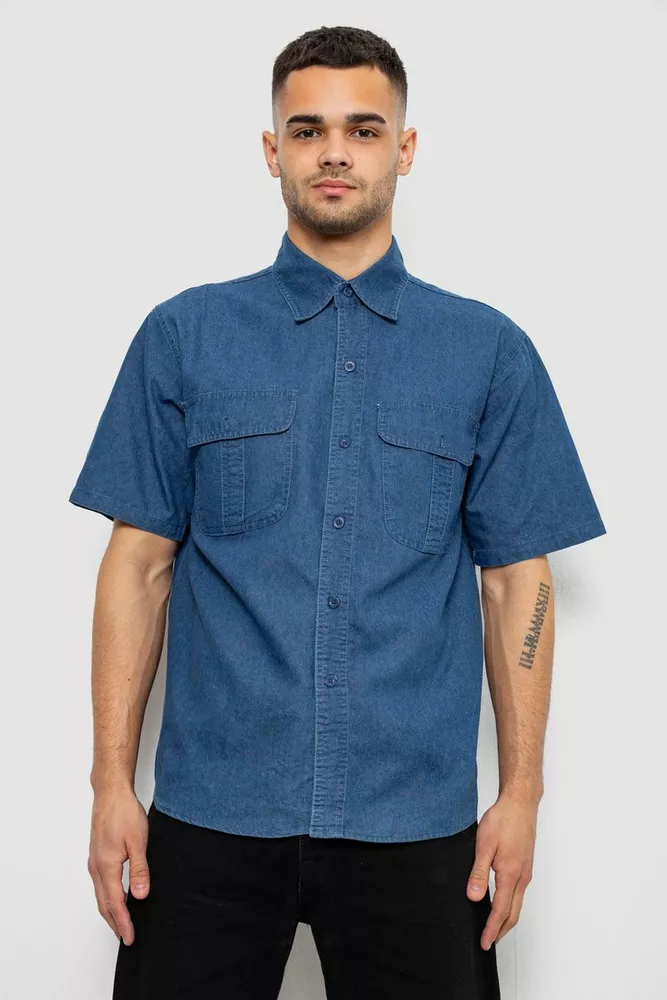 Купить Рубашка мужская джинсовая, цвет джинс, 129RT-16 - Фото №1