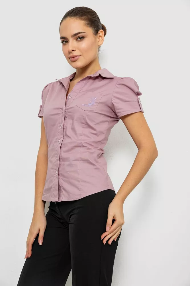 Купити Сорочка жіноча однотонна, колір пудровий, 230R070 - Фото №3