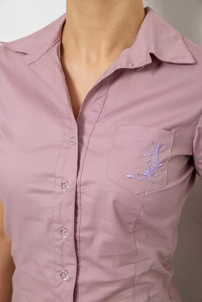 Купити Сорочка жіноча однотонна, колір пудровий, 230R070 - Фото №5