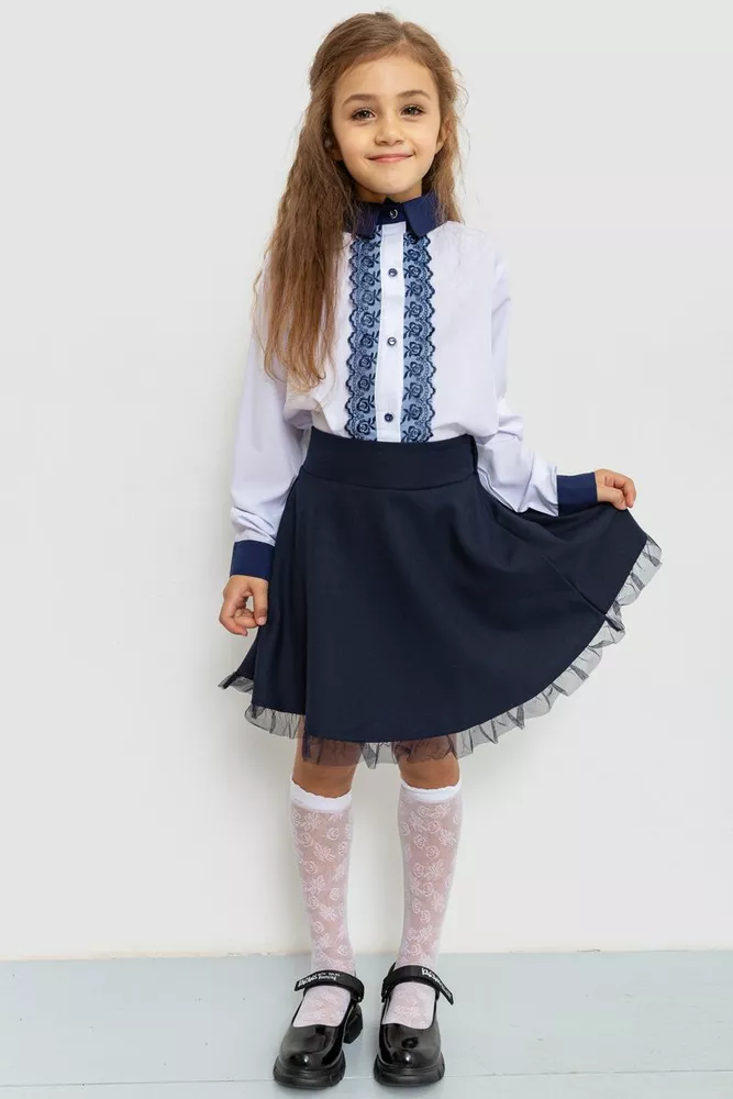 Купити Блузка ошатна для дівчаток  -уцінка, колір біло-синій, 172R201-1-U - Фото №3