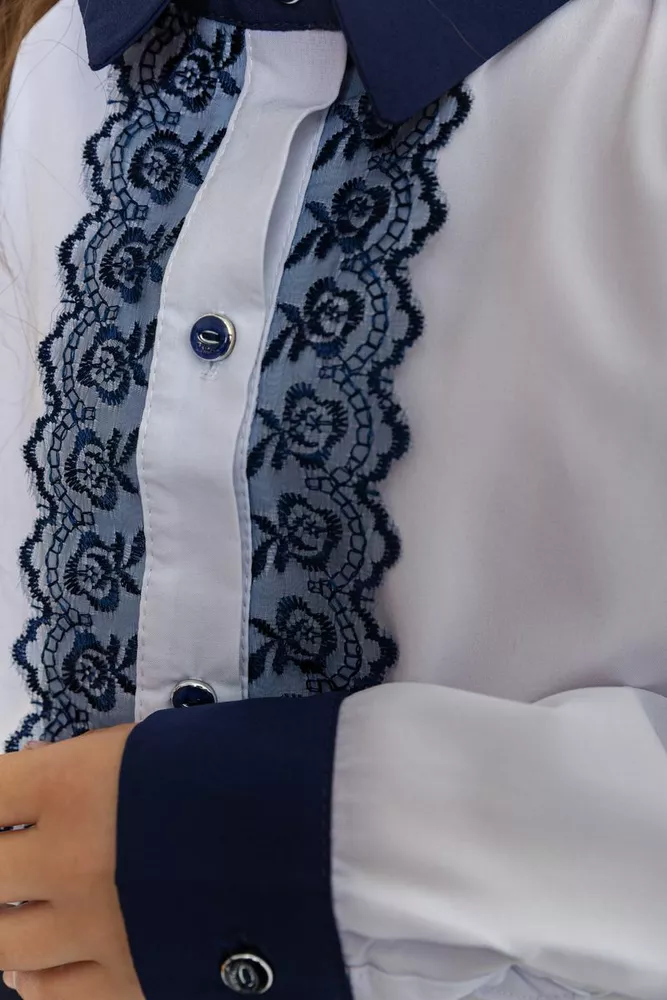 Купити Блузка ошатна для дівчаток  -уцінка, колір біло-синій, 172R201-1-U - Фото №5