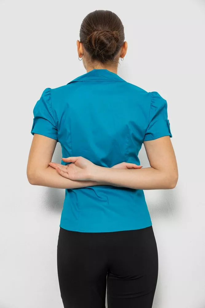 Купити Сорочка жіноча однотонна, колір бірюзовий, 230R070 - Фото №4