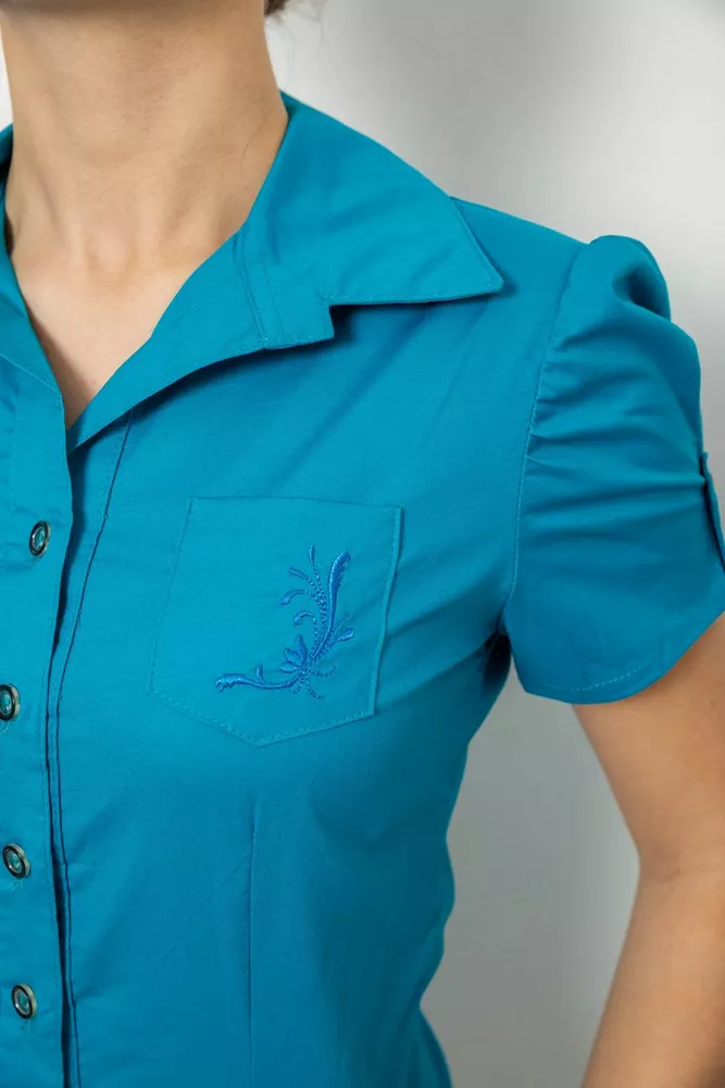 Купити Сорочка жіноча однотонна, колір бірюзовий, 230R070 - Фото №5