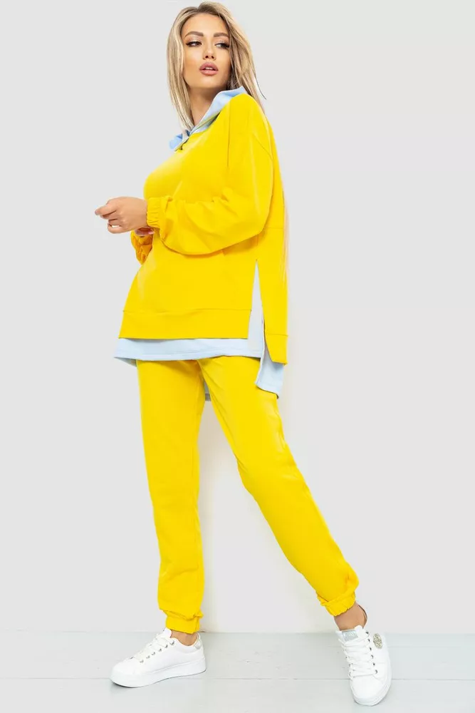 Купити Спорт костюм жіночий обманка, колір жовтий, 102R329 - Фото №3