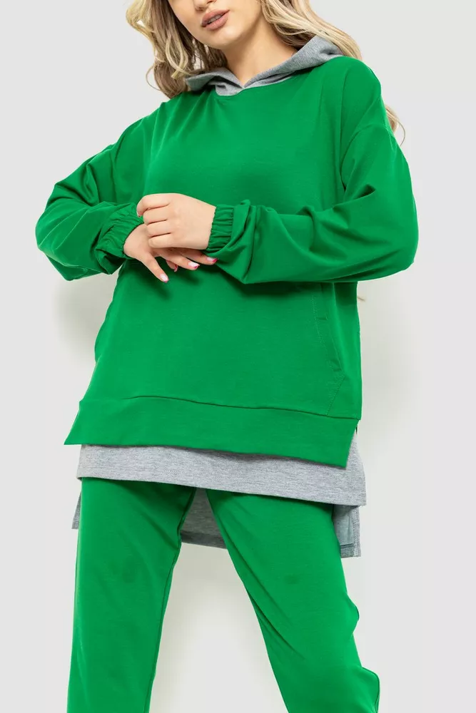 Купити Спорт костюм жіночий обманка, колір зелений, 102R329 оптом - Фото №2
