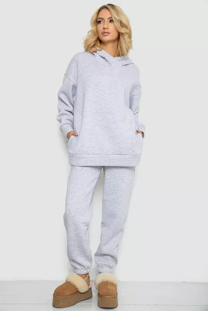 Спортивный костюм женский на флисе, цвет светло-серый, 247R1057