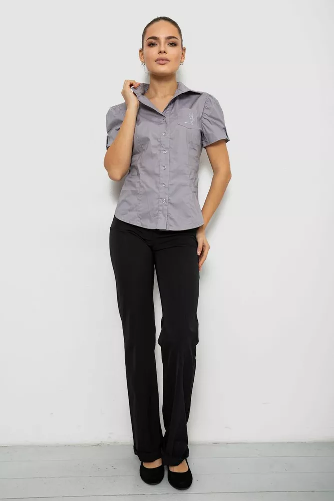 Купити Сорочка жіноча однотонна, колір сірий, 230R070 - Фото №2